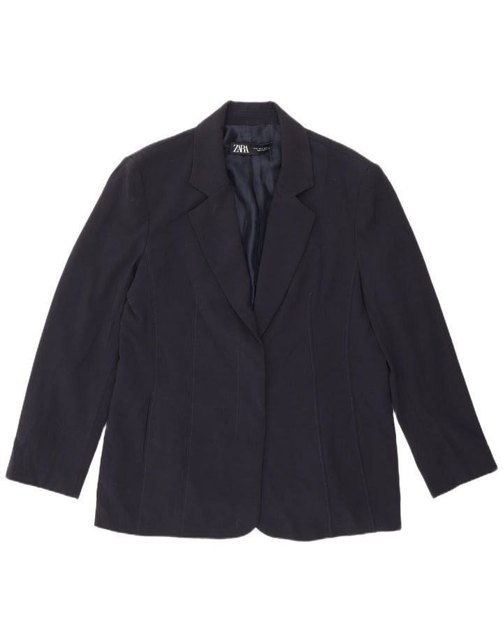Zara Womens Blazer Jacket UK 18 XL Navy Blue Polyester