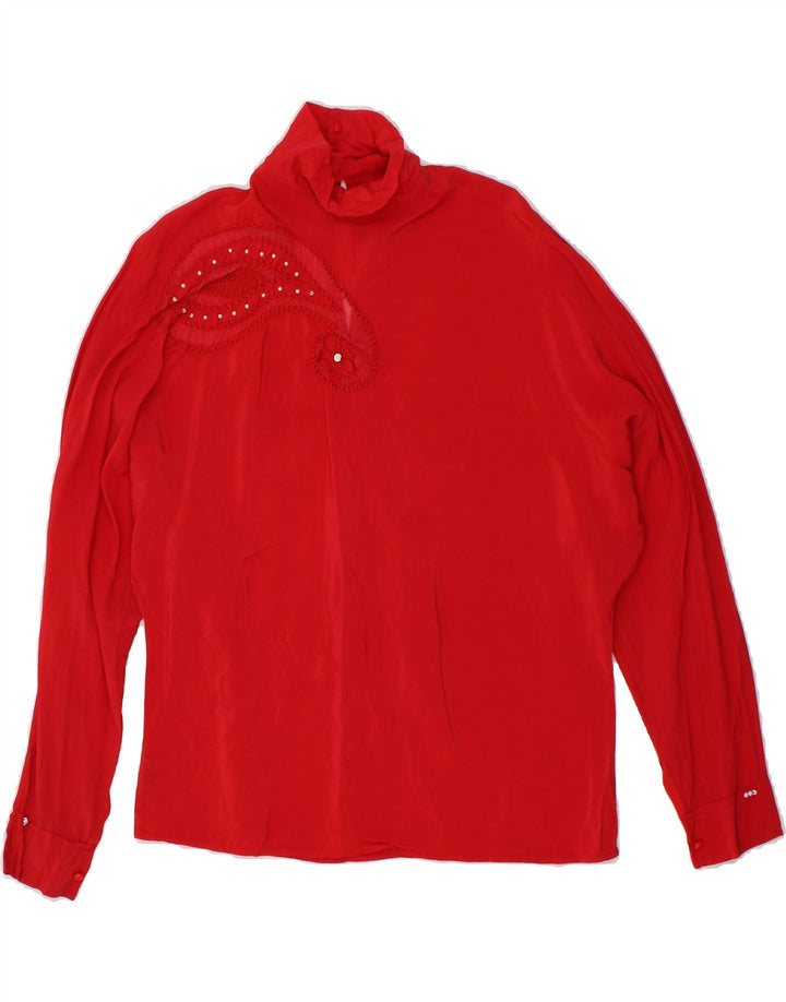MARIO PUCCI CECCONI Womens Shirt Blouse IT 44 Medium Red Acetate Vintage Mario Pucci Cecconi and Second-Hand Mario Pucci Cecconi from Messina Hembry 
