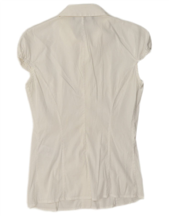 Elisabetta Franchi Womens Short Sleeve Shirt Blouse IT 40 Small White