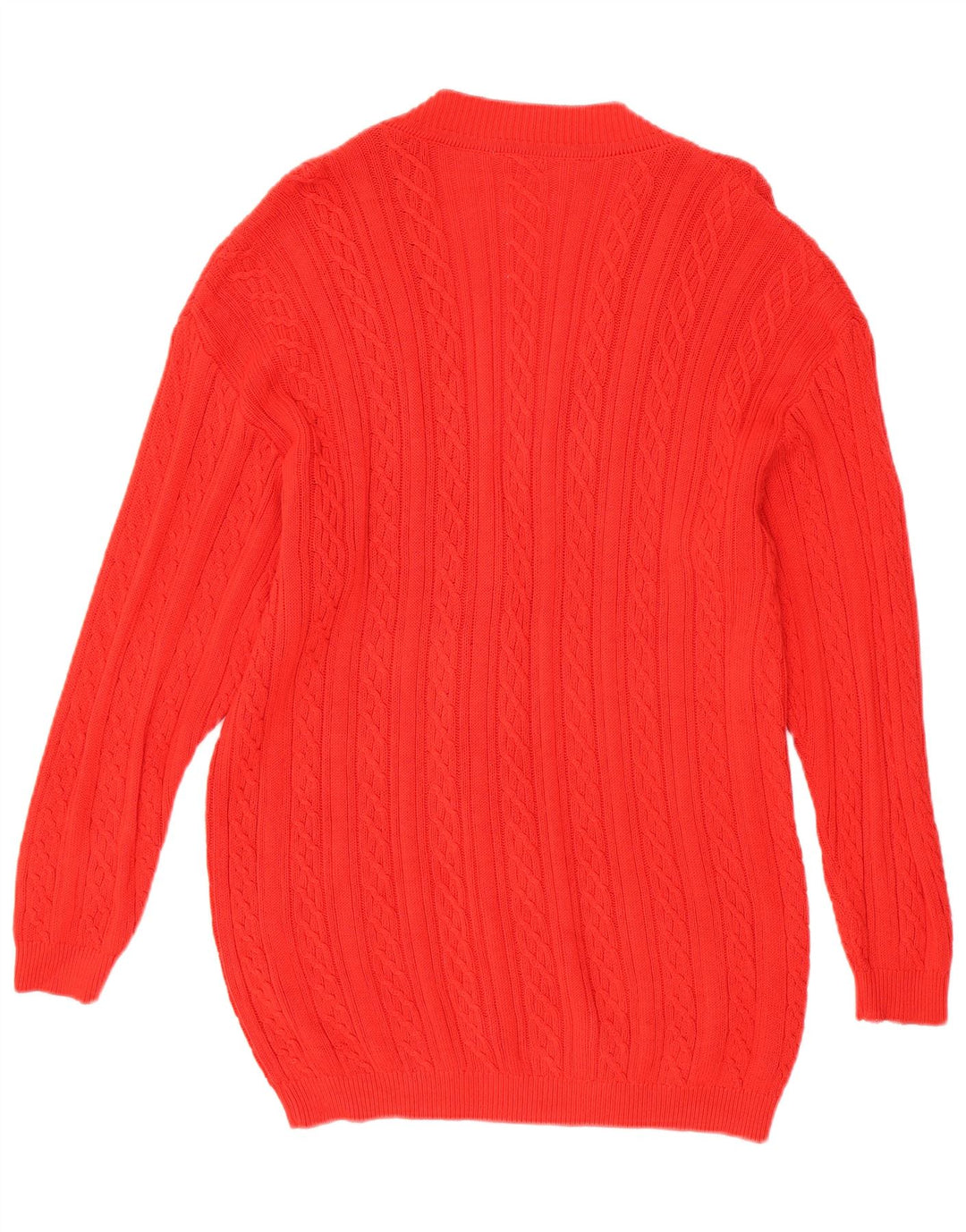 VINTAGE Womens Oversized Longline Cardigan Sweater UK 10 Small Red Cotton