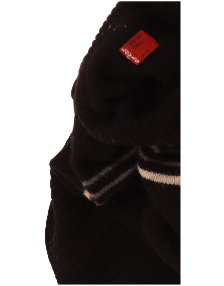 LEVI'S Womens Roll Neck Jumper Sweater UK 10 Small Black Striped Lambswool