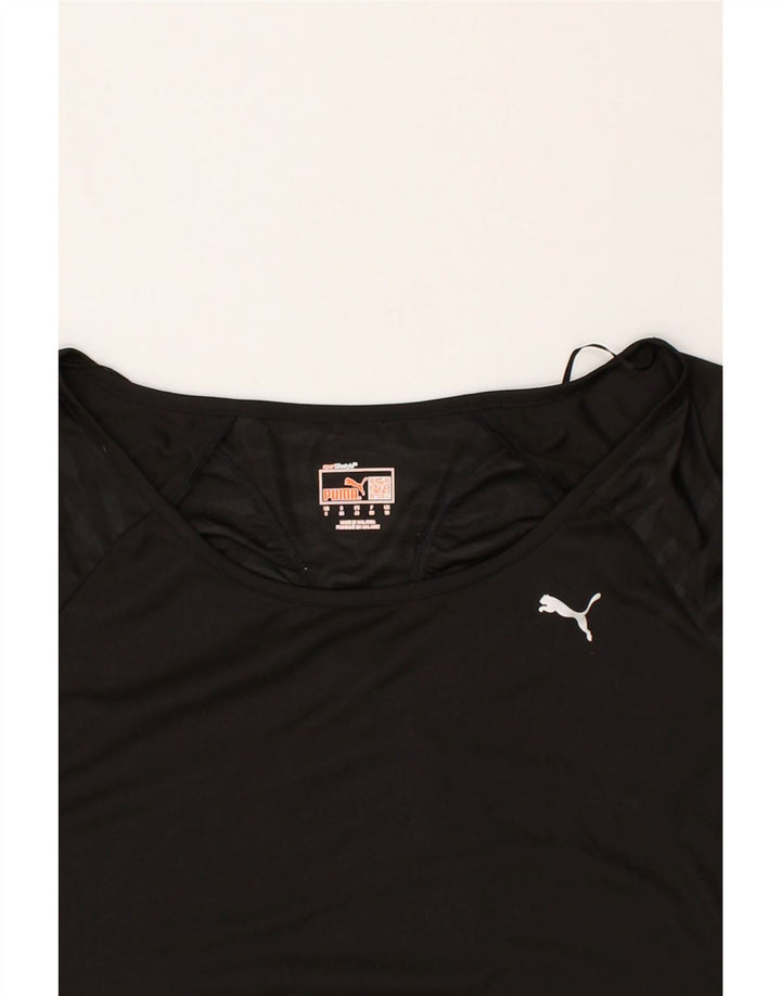 PUMA Womens T-Shirt Top UK 10 Small Black Polyester | Vintage Puma | Thrift | Second-Hand Puma | Used Clothing | Messina Hembry 