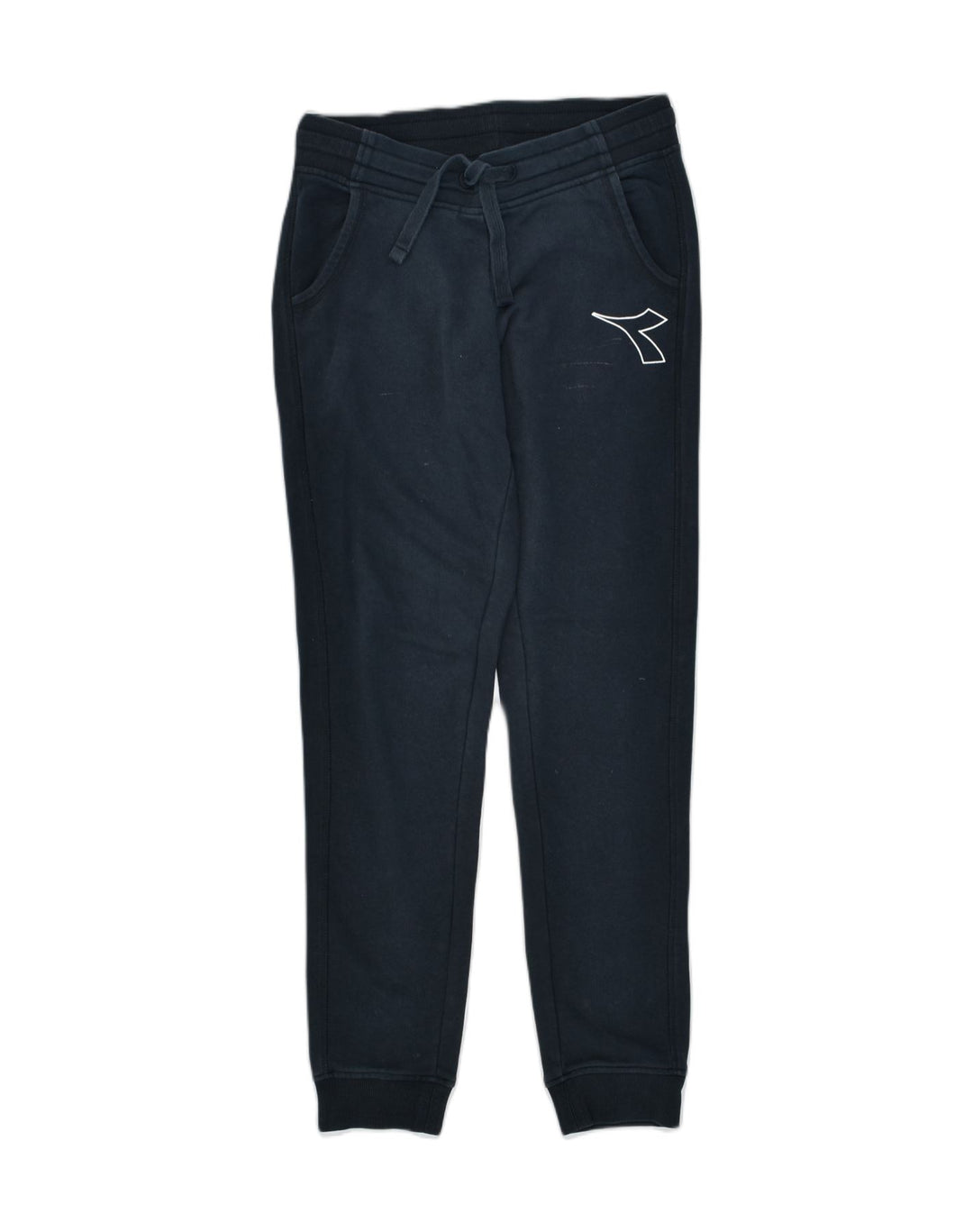 DIADORA Womens Tracksuit Trousers Joggers UK 6 XS Navy Blue Cotton | Vintage | Thrift | Second-Hand | Used Clothing | Messina Hembry 