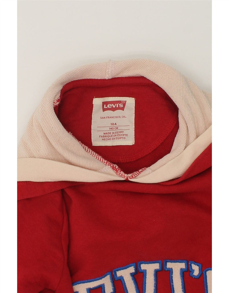 LEVI'S Boys Graphic Hoodie Jumper 9-10 Years Red Cotton | Vintage Levi's | Thrift | Second-Hand Levi's | Used Clothing | Messina Hembry 