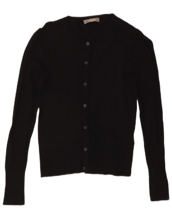 Oasis Womens Cardigan Sweater UK 8 Small Black Cotton