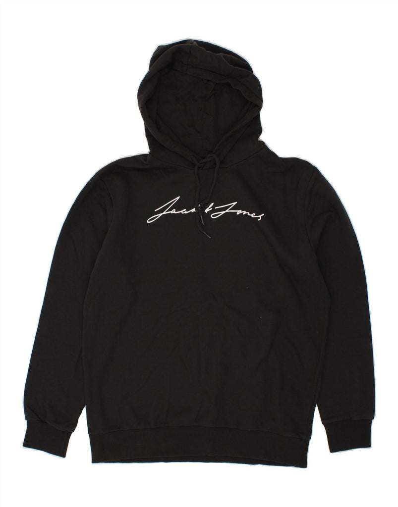 JACK & JONES Mens Graphic Hoodie Jumper Large Black Cotton Vintage Jack & Jones and Second-Hand Jack & Jones from Messina Hembry 