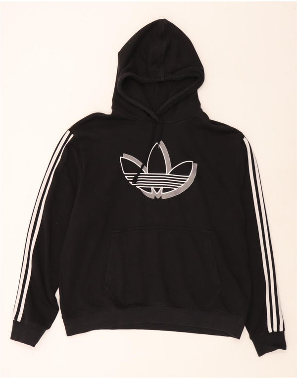 Adidas Mens Graphic Hoodie Jumper XL Black Cotton
