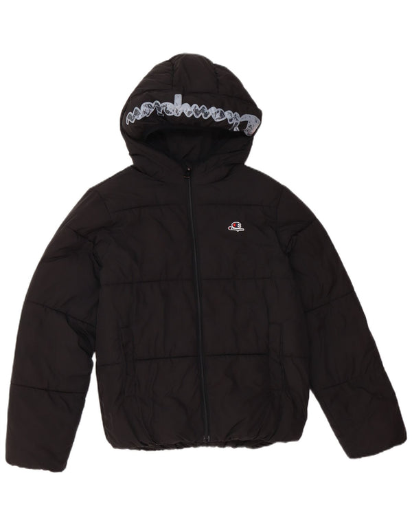 CHAMPION Boys Graphic Hooded Padded Jacket 15-16 Years 2XL  Black