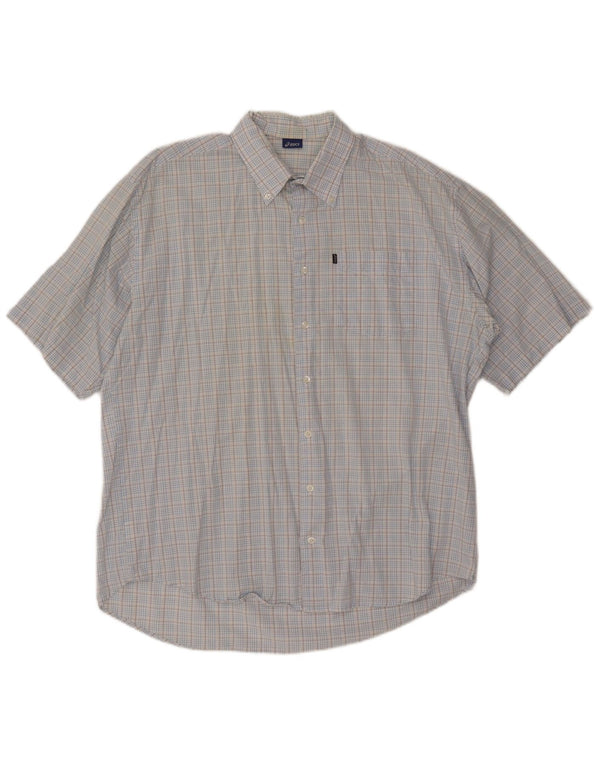 ASICS Mens Short Sleeve Shirt 2XL Blue Check Cotton