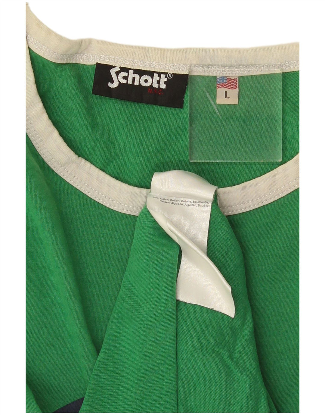 Schott Mens Graphic T-Shirt Top Large Green Cotton