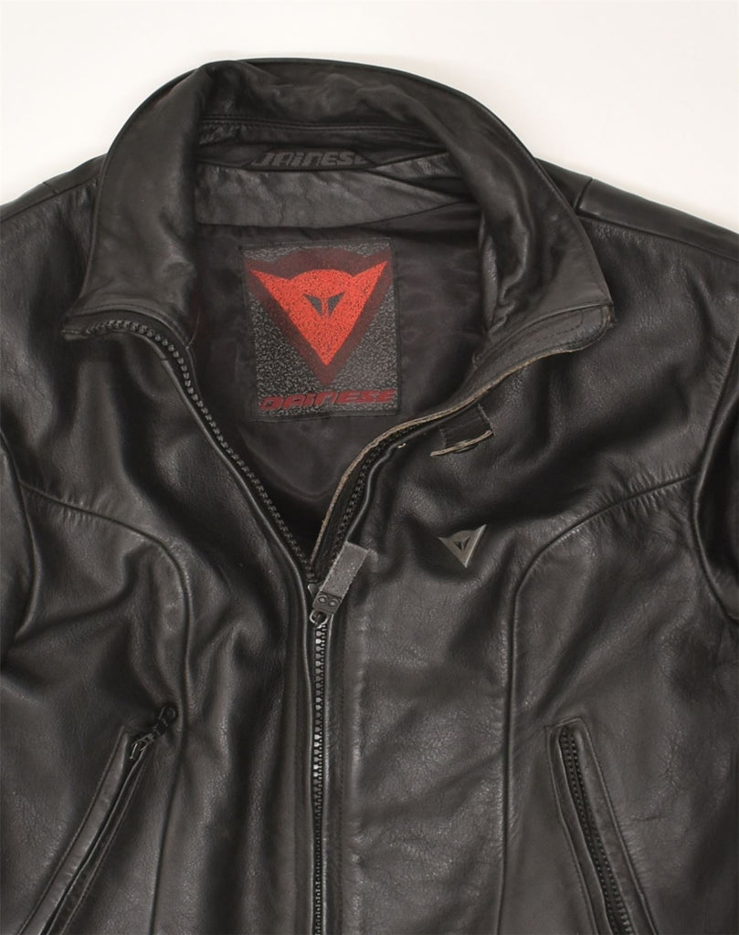 DAINESE Womens Leather Jacket Size 42 Small Black Leather Motorcycle | Vintage Dainese | Thrift | Second-Hand Dainese | Used Clothing | Messina Hembry 