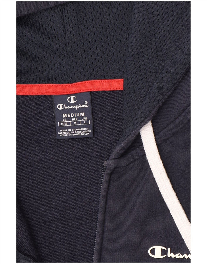 Champion Mens Zip Hoodie Sweater Medium Navy Blue