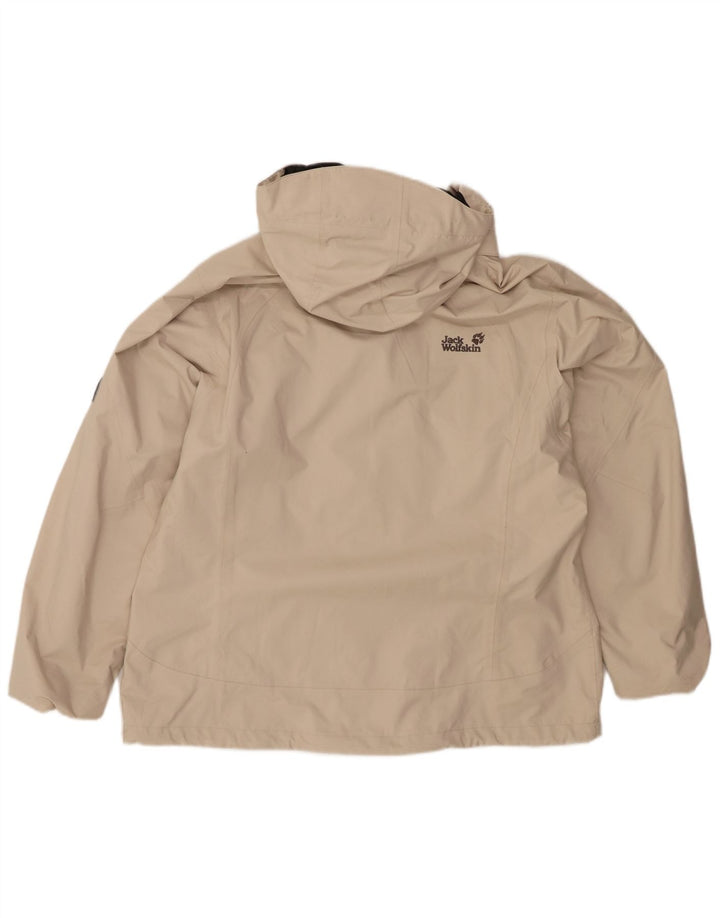JACK WOLFSKIN Womens Hooded Rain Jacket UK 18/20 XL Beige Polyester
