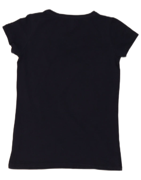 Rifle Womens Graphic T-Shirt Top UK 12 Medium Navy Blue Cotton