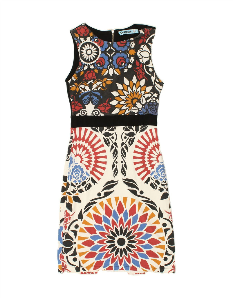 DESIGUAL Womens Sleeveless Graphic Basic Dress UK 6 XS Multicoloured | Vintage Desigual | Thrift | Second-Hand Desigual | Used Clothing | Messina Hembry 