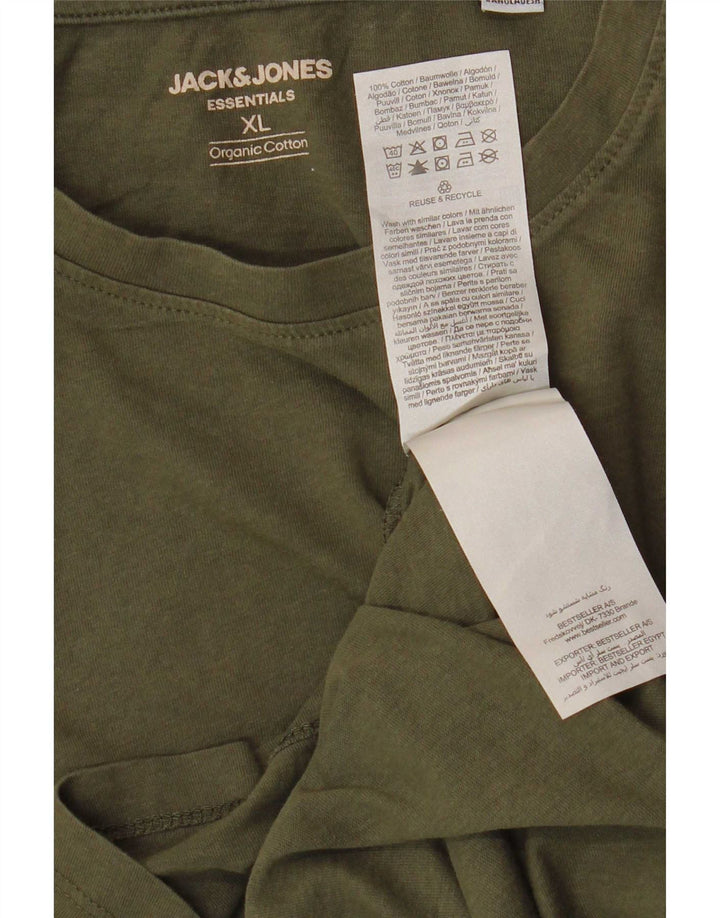 Jack & Jones Mens T-Shirt Top XL Khaki Cotton