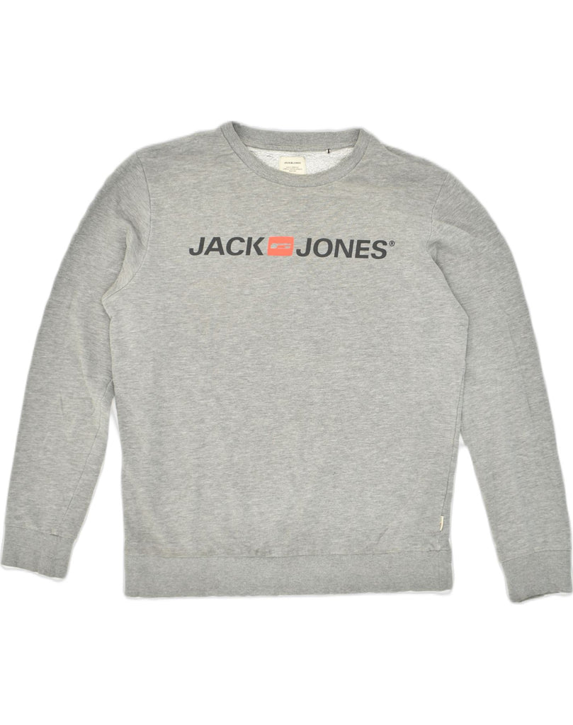 JACK & JONES Mens Graphic Sweatshirt Jumper Medium Grey Cotton | Vintage Jack & Jones | Thrift | Second-Hand Jack & Jones | Used Clothing | Messina Hembry 