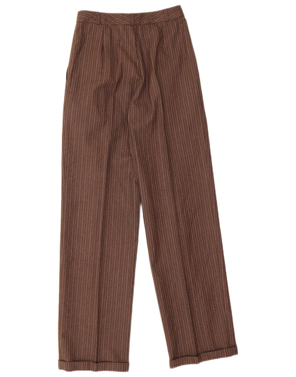 Vintage Womens High Waist Pegged Suit Trousers W26 L31 Brown Pinstripe