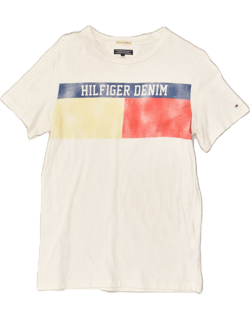 TOMMY HILFIGER Boys Graphic T-Shirt Top 13-14 Years White Cotton | Vintage Tommy Hilfiger | Thrift | Second-Hand Tommy Hilfiger | Used Clothing | Messina Hembry 