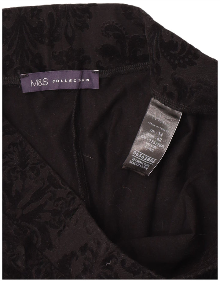 Marks & Spencer Womens Leggings UK 14 Medium  Black Paisley Cotton