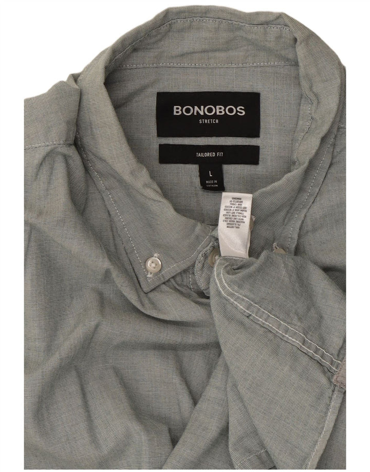BONOBOS Mens Tailored Fit Shirt Large Grey Cotton