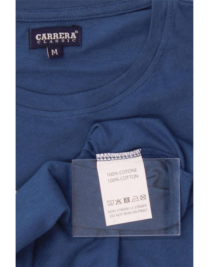 CARRERA Mens Olympic Games Classic Fit Graphic T-Shirt Top Medium Blue Vintage Carrera and Second-Hand Carrera from Messina Hembry 