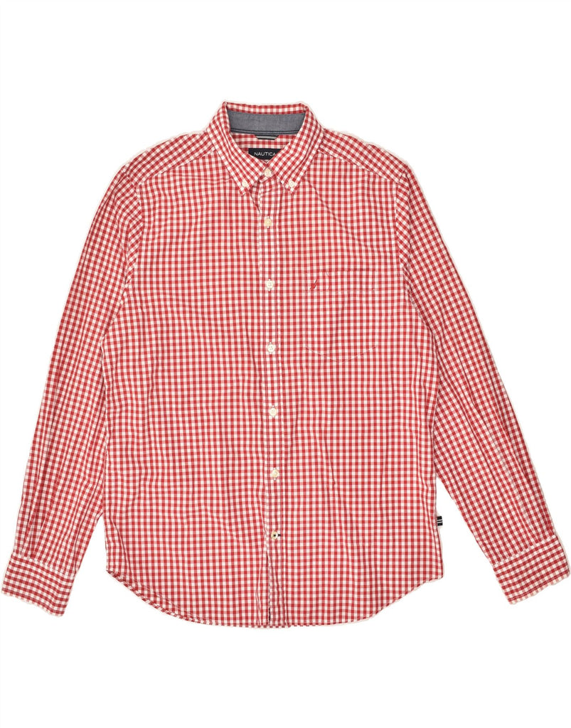 NAUTICA Mens Classic Fit Shirt Medium Red Gingham Cotton | Vintage Nautica | Thrift | Second-Hand Nautica | Used Clothing | Messina Hembry 