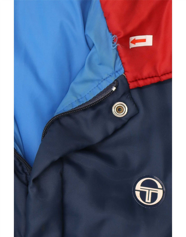Sergio Tacchini Mens Hooded Padded Jacket IT 52 XL Navy Blue Colourblock