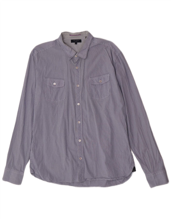 Ted Baker Mens Shirt Size 6 2XL Navy Blue Check