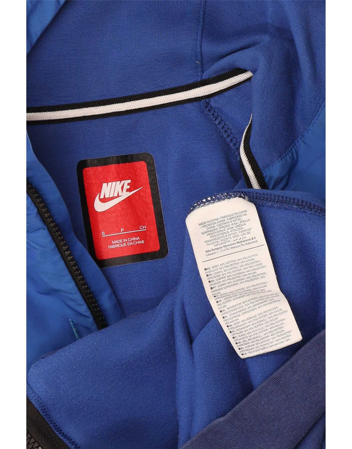 Nike Mens Zip Hoodie Sweater Small Blue Colourblock Cotton