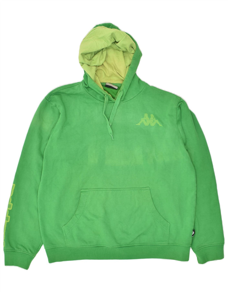 KAPPA Mens Graphic Hoodie Jumper XL Green Vintage Kappa and Second-Hand Kappa from Messina Hembry 