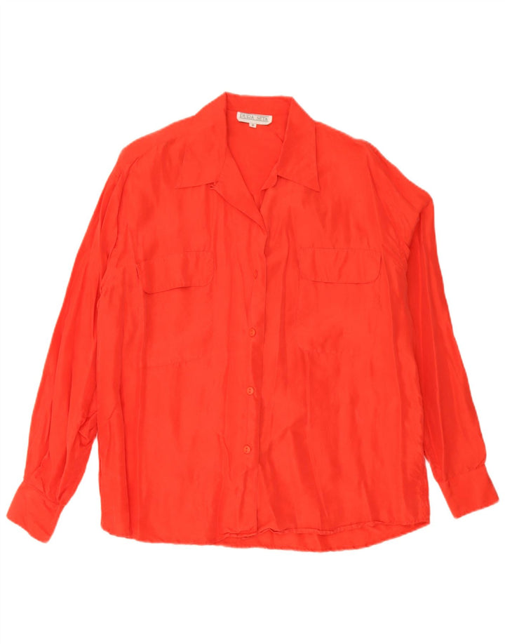 Vintage Womens Oversized Shirt Blouse UK 10 Small Red Silk