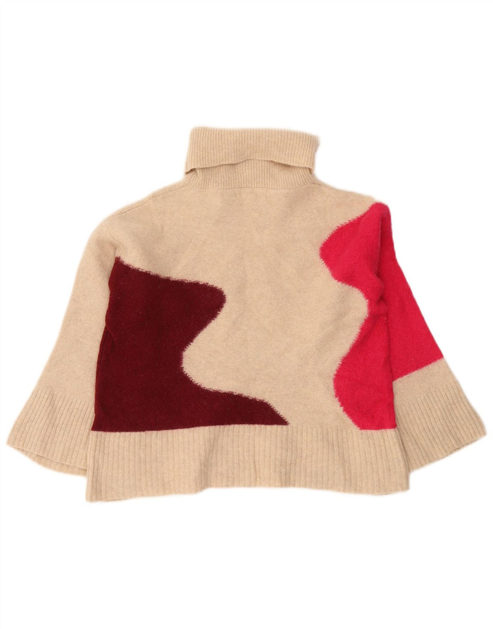 White Stuff Womens Roll Neck Jumper Sweater UK 8 Small Beige Colourblock