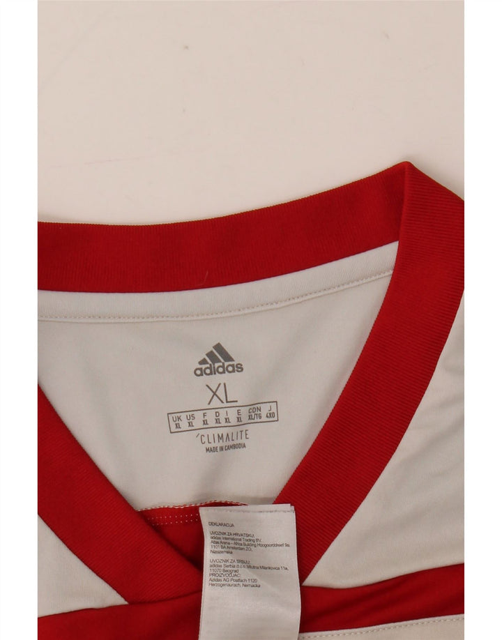 Adidas Mens Climalite T-Shirt Top XL Red Colourblock Polyester