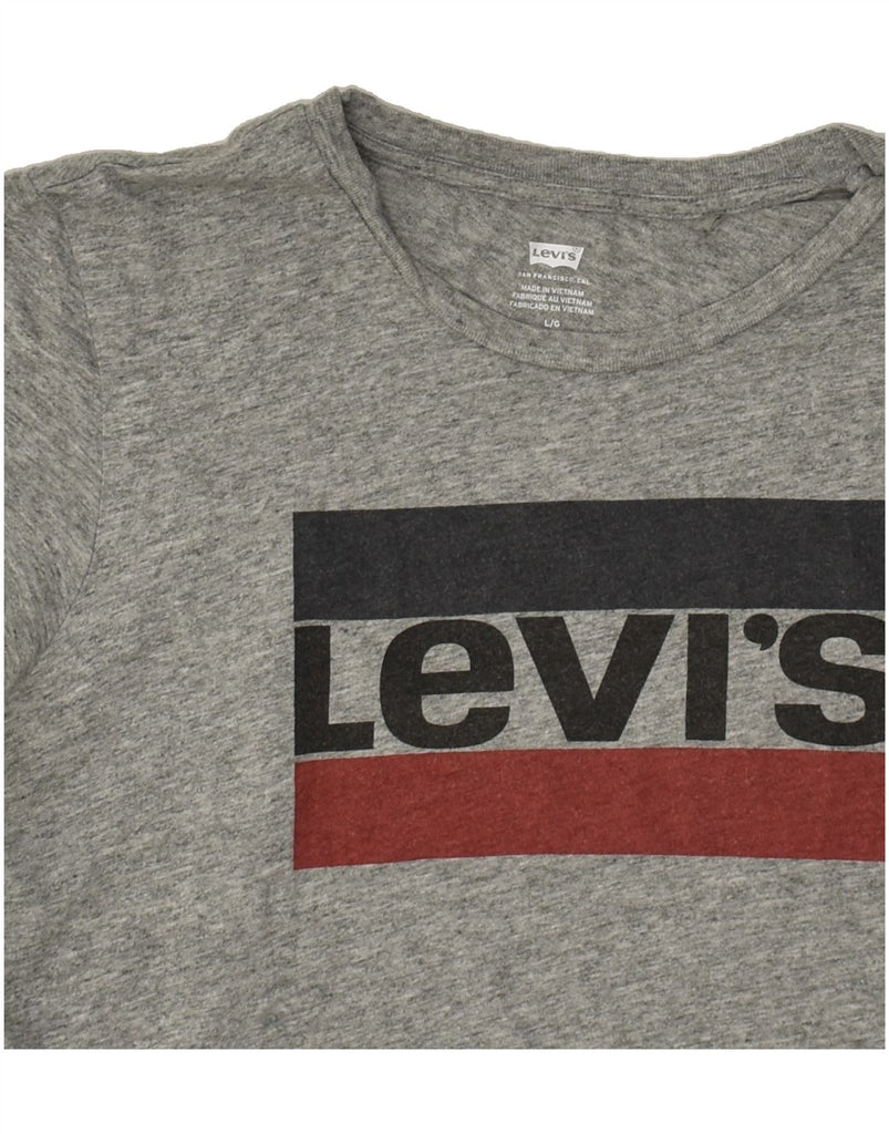 LEVI'S Womens Graphic T-Shirt Top UK 14 Large Grey | Vintage Levi's | Thrift | Second-Hand Levi's | Used Clothing | Messina Hembry 