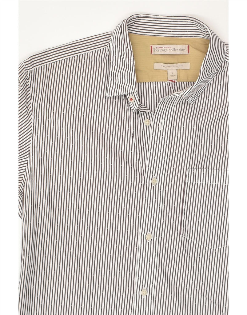 BANANA REPUBLIC Mens Tailored Slim Fit Shirt Small Grey Striped Cotton | Vintage Banana Republic | Thrift | Second-Hand Banana Republic | Used Clothing | Messina Hembry 