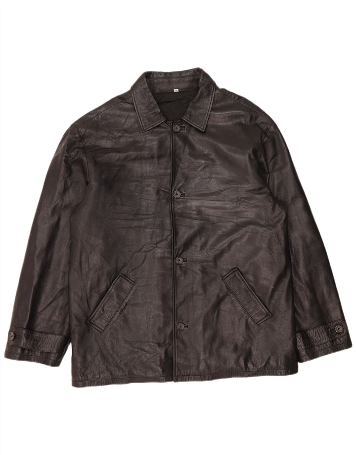 Vintage Mens Leather Jacket IT 54 2XL Black Leather