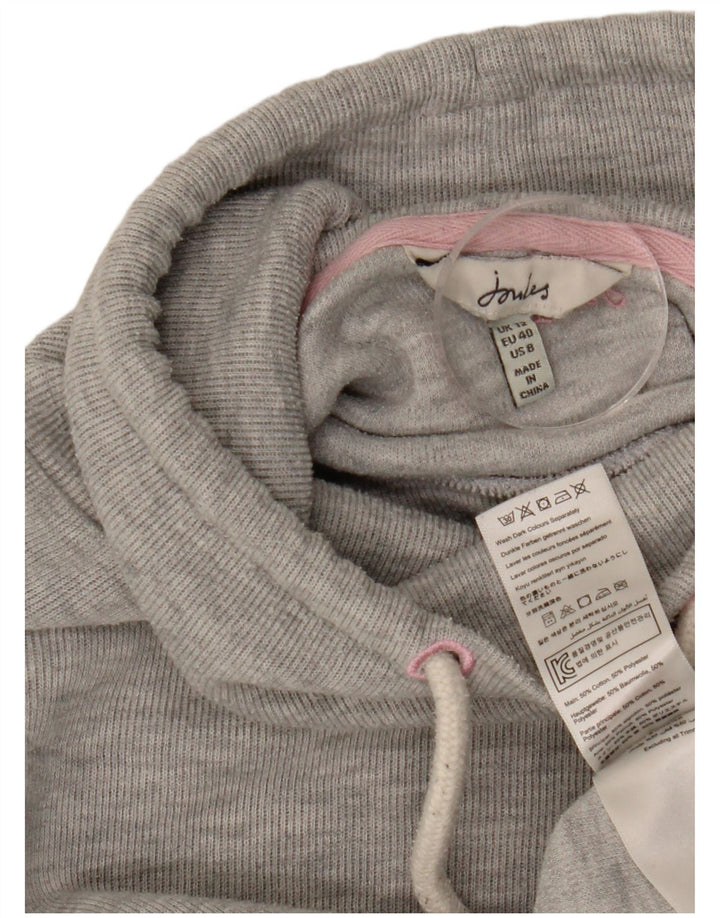 Joules Womens Roll Neck Sweatshirt Jumper UK 12 Medium Grey Flecked Cotton