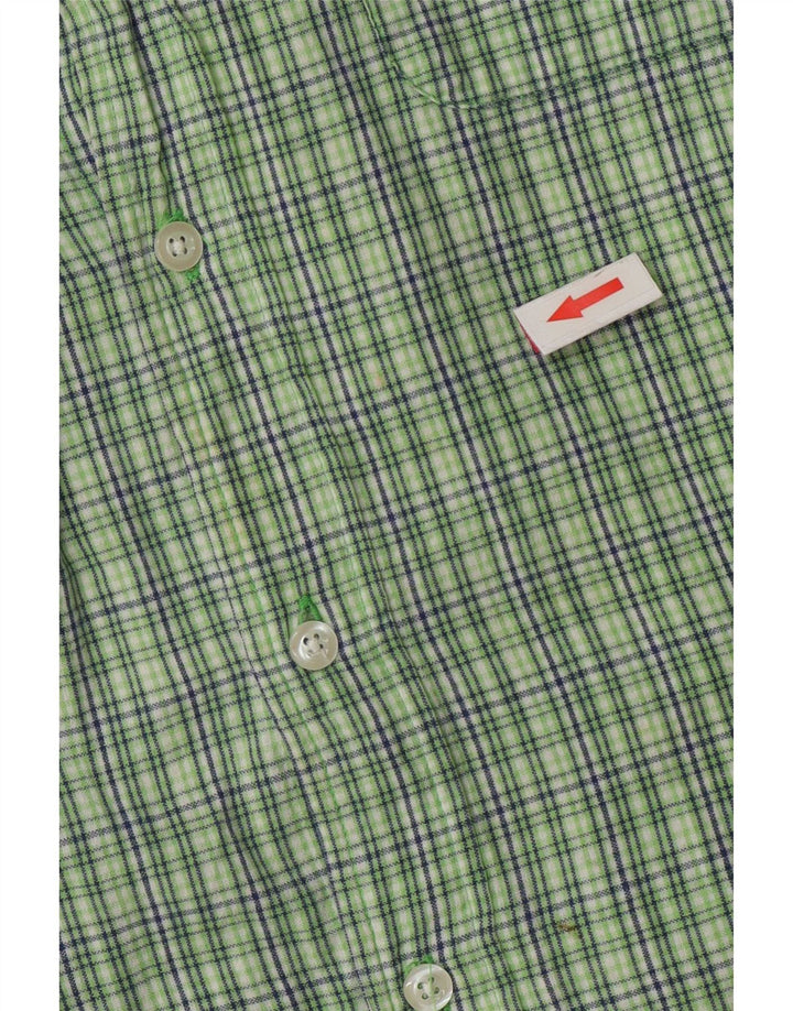 Tommy Hilfiger Mens Short Sleeve Shirt Large Green Check Cotton