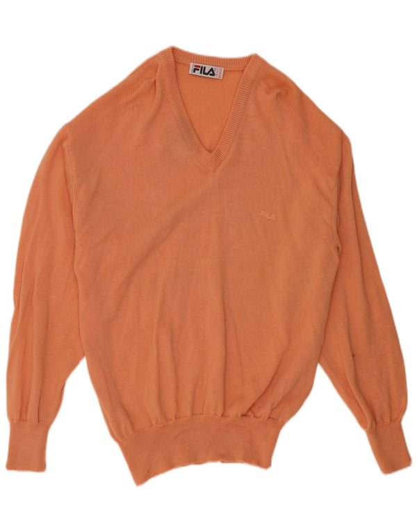Fila Mens V-Neck Jumper Sweater IT 52 Large Orange