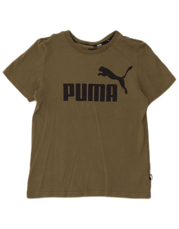 Puma Boys Graphic T-Shirt Top 9-10 Years Green Cotton