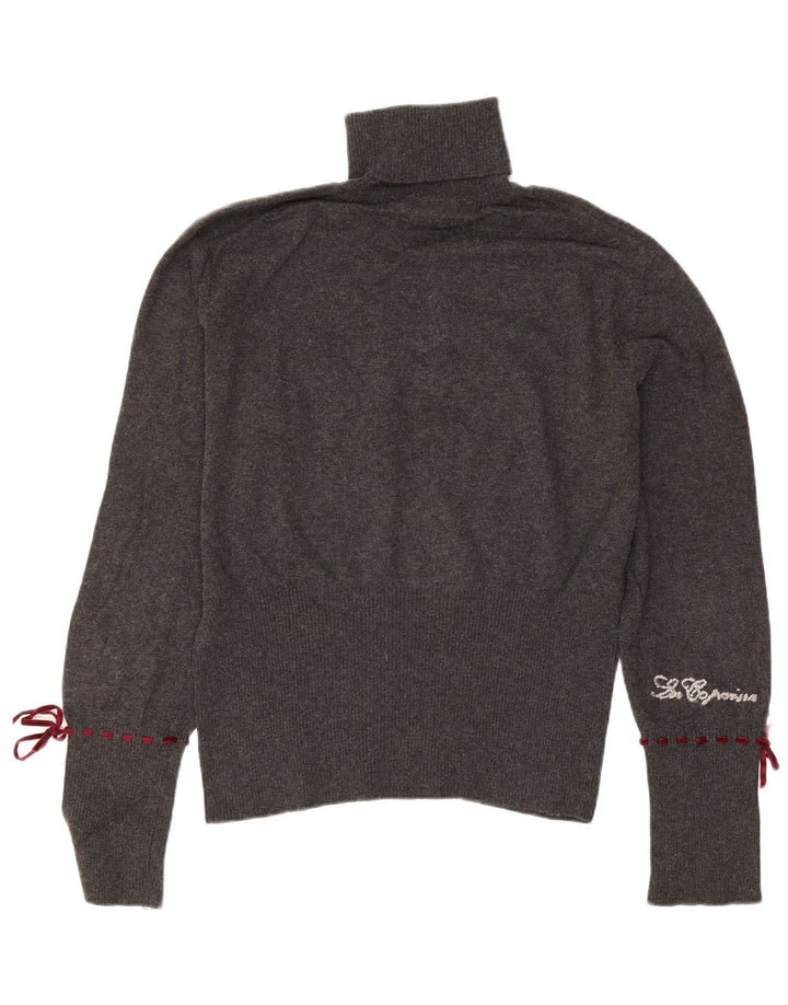 Les Copains Womens Graphic Roll Neck Jumper Sweater IT 46 Large Grey Floral