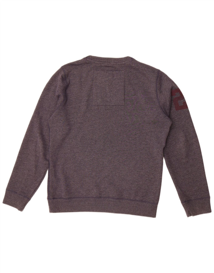 Superdry Mens Graphic Sweatshirt Jumper Large Navy Blue Flecked Cotton