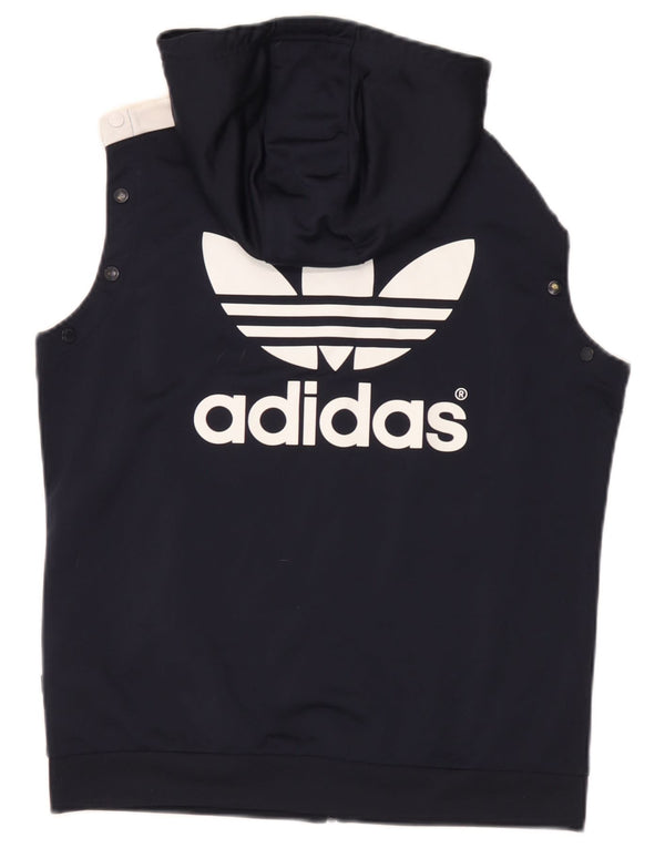 Adidas Boys Sleeveless Graphic Zip Hoodie Sweater 15-16 Years Navy Blue