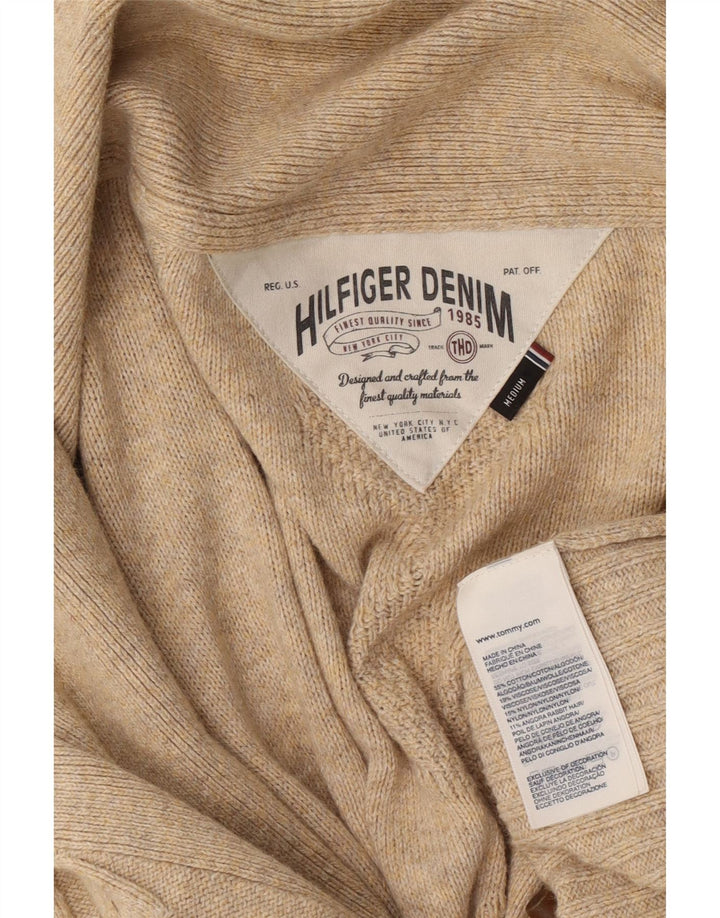 Tommy Hilfiger Womens Cardigan Sweater UK 14 Medium Beige Cotton