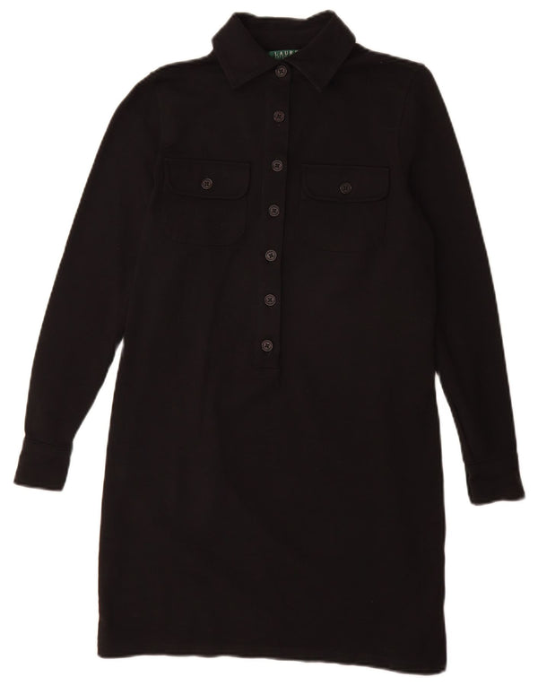 Ralph Lauren Womens Long Sleeve Shirt Dress UK 6 XS Black Viscose