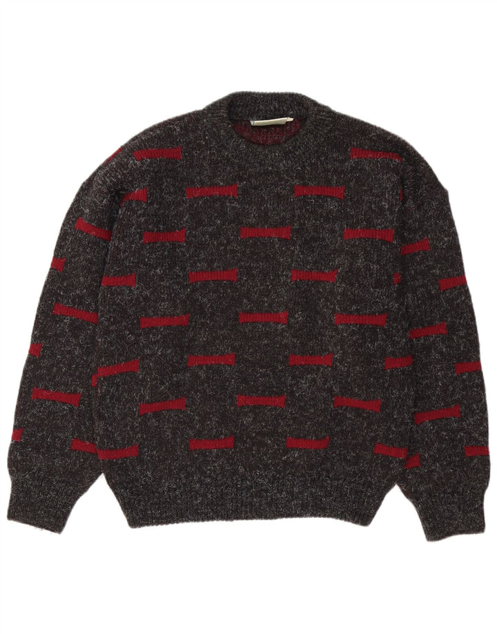 Ciao Mens Crew Neck Jumper Sweater Medium Grey Geometric