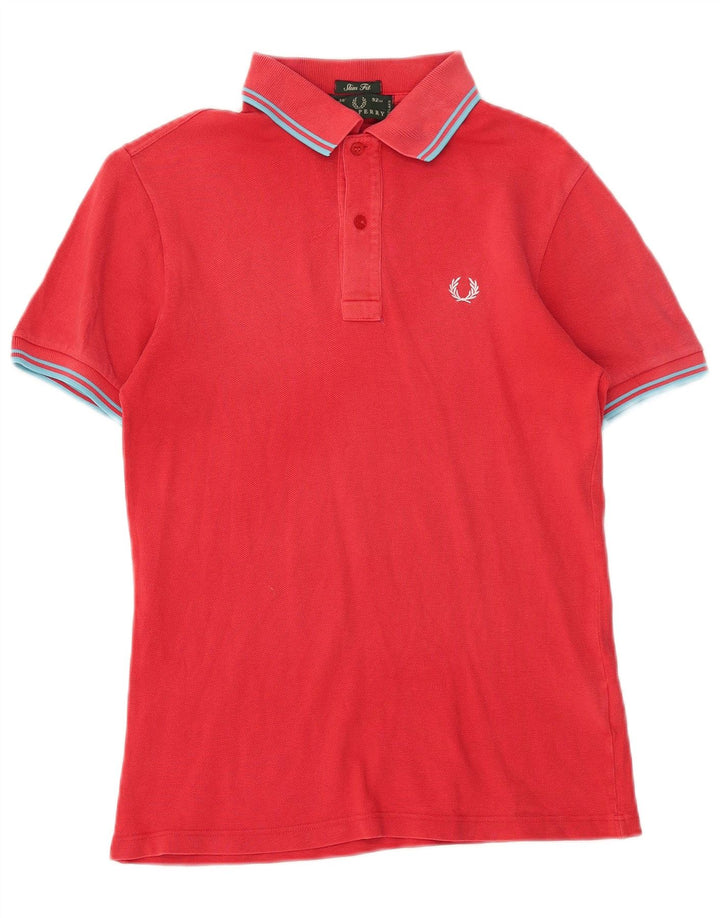 FRED PERRY Mens Slim Fit Polo Shirt Small Red Cotton