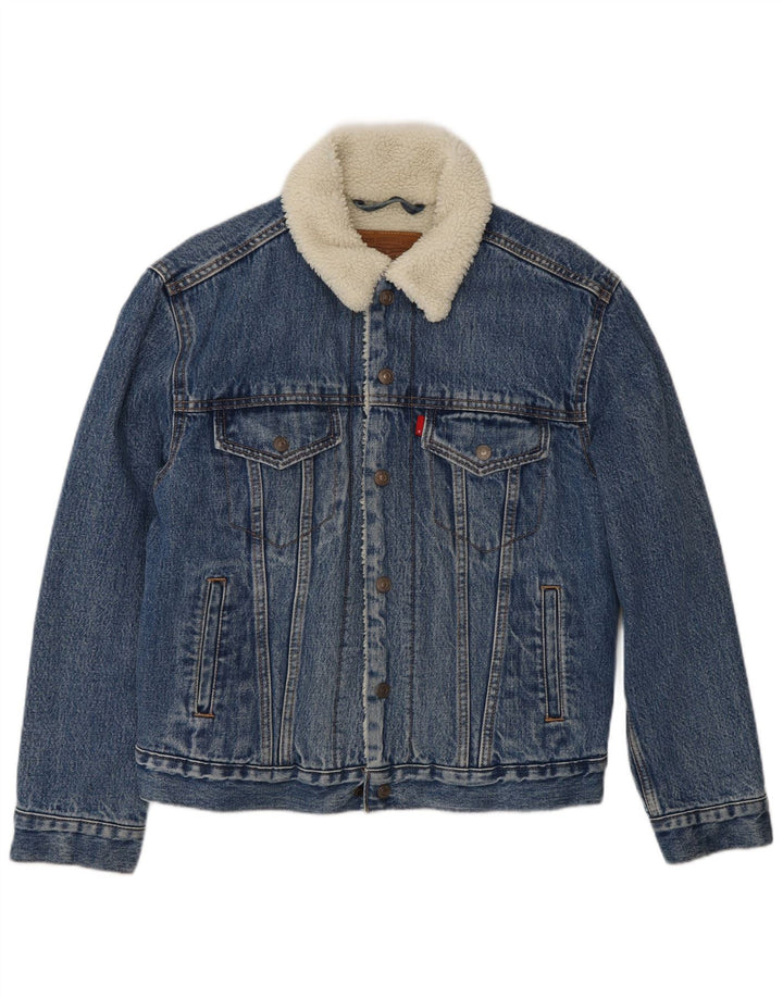 Levi's Mens Denim Sherpa Jacket UK 36 Small Blue Cotton