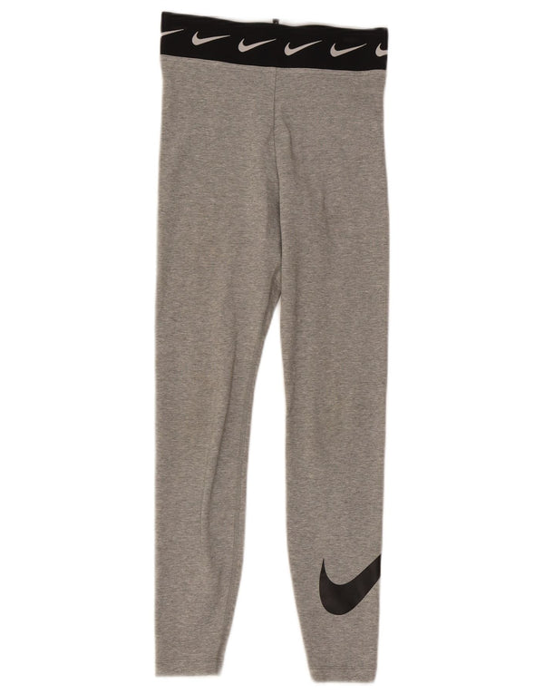 Nike Womens Graphic Leggings UK 4 XS Grey Colourblock Cotton